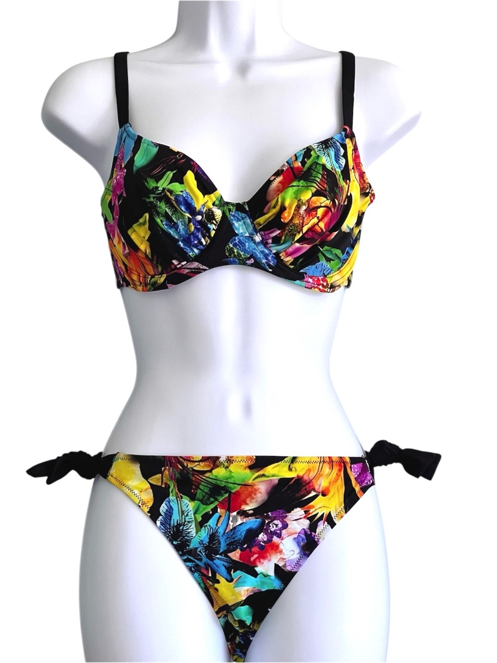 Fantasie Bra Sized Bikini Set Multicolor Underwire Swimwear 34D Top S Bottom
